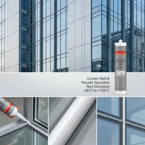 100% Silicone Curtain Wall Glass Metal Bonding Weatherproof Sealant for Facade Panel Glazing Construction 24-Pack