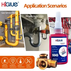 10ml 50ml 250ml Medium-Viscosity Medium-Strength Anaerobic Pipe Sealant, PTFE 5543
