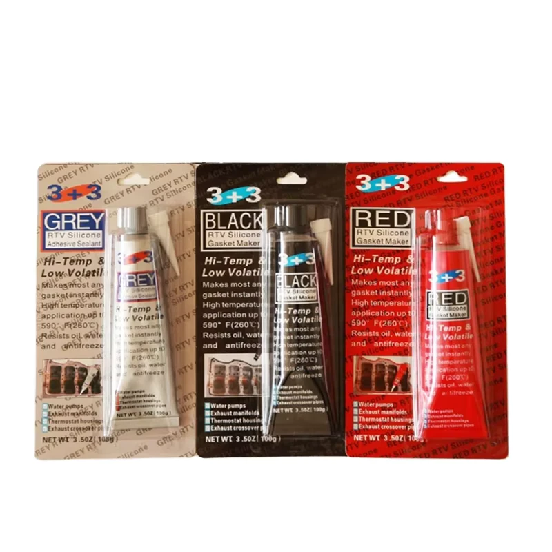 33 High Temperature Silicone Gasket Maker RTV Silicone Sealant Black Color Low Volatile Adhesive Glue for Woodworking Packing