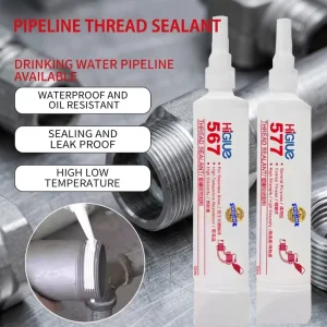 577 567 White Thread Sealant Anaerobic Pipe Sealant Removable High Viscosity Leak Proof for Metal Pipe Chemical Energy Pipeline