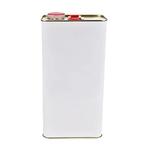 5L Empty Square Metal Tin Can with Handle and Plastic Lid for Lubricant Oil, Adhesive, Glue, and Paint