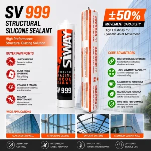 600ml Foil Sausage Structural Silicone Sealant for Glass and Roof Sealing, Interior and Exterior
