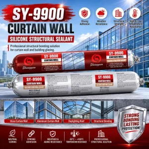 9900 Grade Neutral Silicone Structural Sealant High Modulus Weather-Resistant Glue for Outdoor Curtain Wall Door Window Sealing