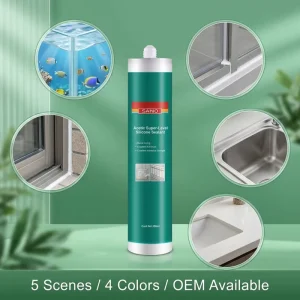All-Purpose Acetic Silicone Sealant Fast Curing for Aquariums, Windows, Bathrooms and Woodworking