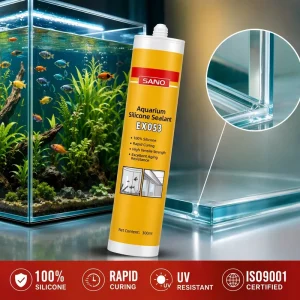 Aquarium Silicone Sealant EX053 Clear Waterproof Acetic for Fish Tank Glass Bonding Woodworking Construction Sanvo Brand