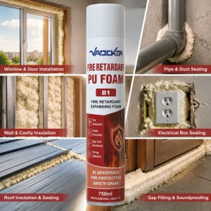 B1 Fire Retardant PU Foam Spray 750ml Expanding Foam Sealant for Window and Door Installation, Insulation and Gap Filling