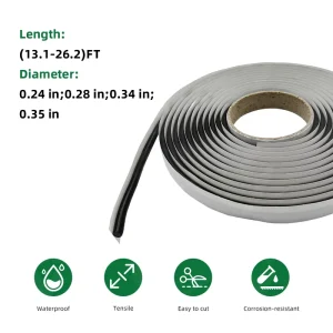 Butyl Rubber Headlight Sealant Rope Tape, 14.8 Ft Diameter, for Car, RV, Truck and Marine Door and Windshield Sealing