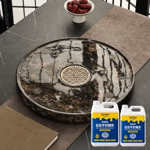 CUALI Premium Epoxy AB Stone Slab Glaze Sealer Self leveling High translucency Mirror Finish Coating For Marble Countertop