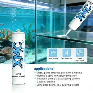 Clear Acetic Acid Silicone Sealant for Construction, Aquarium and Fish Tank Use, Fast-Curing, Weatherproof