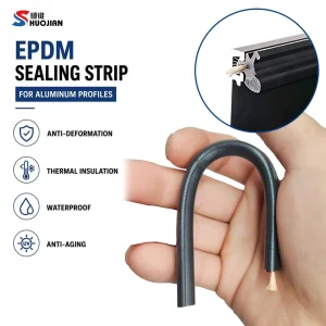 EPDM Reinforced Composite Glass Outer Sealing Strip For Aluminum Window Door Profiles Heat Insulation UV Resistant