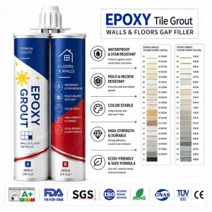 Epoxy Grout 400ml Dual Cartridge Waterproof Tile Joint Filler Seam Sealant for Bathrooms Kitchens