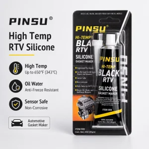 Factory Direct PINSU High Temp Black Silicone Sealant Adhesive 85gm 650F Oil Water Resistant for Automotive Engine
