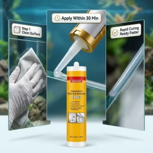 Fast Drying Aquarium Sealant EX053 Acetic 100% Silicone Waterproof for Fish Tank Glass Panel Bonding