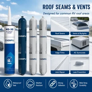 Grey RV Joint Sealant Weather Sealing Anti-Leak Clear Caravan Sealant for Metal Roof Panels Outdoor RV Caulk