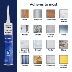 High Elastic Paintable Acrylic Sealant Caulk for Windows Doors Baseboards Crown Molding Drywall and Ceilings