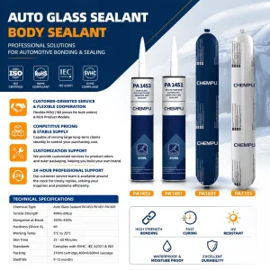 High Elastic Vehicle Glass Adhesive Sealing Dustproof Low Odor Urethane Sealant for Fleet Repair Strong PU Sealant
