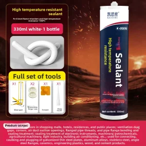 High Temperature Silicone Sealant 850 1380 Degrees Fireproof for Boiler Smoke Oil & Exhaust Pipes Structural Adhesive
