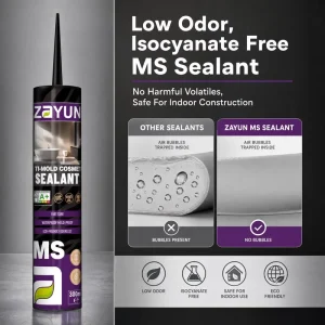 Indoor and Outdoor MS Polymer Sealant, Weatherproof, Translucent Aluminum Tone, for Furniture Assembly and Sealing