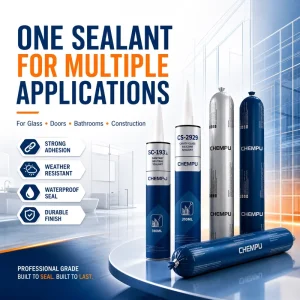 Low-Odor Sanitary Acetic Silicone Sealant, Non-Sag, for Door Frames, Grey, General Purpose