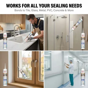 MS 50 Anti Mold PRO Waterproof Sealant Multi Surface Mildew Resistant Quick Cure Caulk Bathrooms Kitchens Wet Areas Construction