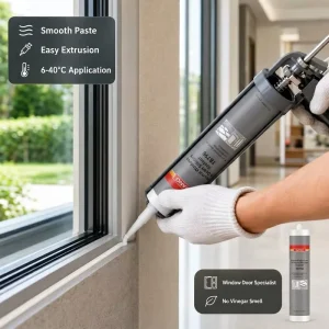 Multi-Purpose Neutral 100% Silicone Sealant Weatherproof for Window, Door and Glass and Metal Bonding