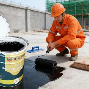 Non-Curing Elastic Rubberized Asphalt Waterproof Coating for Concrete Structures, Basements, Walls, and Foundations