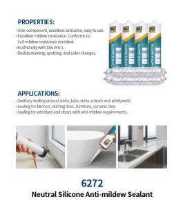 Oil-Free Neutral Anti-Mildew Silicone Sealant for Toilet Base Construction Transportation