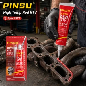 PINSU Red RTV Silicone Gasket Maker Fast Curing High Temp Durable Automotive Adhesive for Auto Engine Repair Sealing