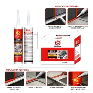 Powerful Flame Retardant White Silicone Sealant Water Resistant Industrial Glue Adhesive 300ml for Leather Glass Seal Low