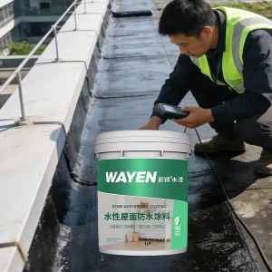 Self-Brushing Water-Based Waterproof Coating for Roof Renovation with Flexibility and Mildew Resistance