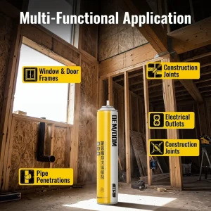 Straw Grade Sealant Weatherproof UV Resistant Polyurethane Foam spary For Roof Basement Pipe Penetration Hole Filling