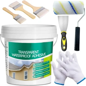 Transparent Waterproof Coating and Sealant Set with Wooden Brush and Putty Knife