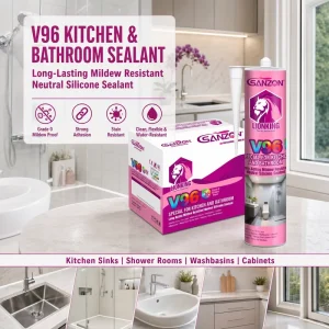 V96 Long Acting Mildew Resistant Sealant Low Odor Environmentally Friendly for Kitchen Pipe Bathroom Cabinets Sink