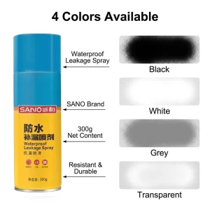 Waterproof Leak Repair Spray Aerosol Bitumen Sealant Coating for Roof Cracks Walls and Pipes Fast-Drying 450ml 300g