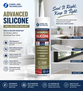 Waterproof Mildew-Resistant Silicone Sealant for Indoor and Outdoor Kitchen Bathroom Door Window Gap Sealing