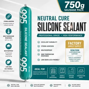 Waterproof Neutral One-Component Glass Curtain Wall Silicone Sealant for Construction Woodworking Sausage Sealant