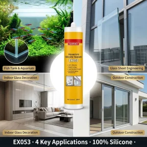Weatherproof 100% Silicone Sealant EX053 for Aquarium, Fish Tank, Construction, Woodworking, and Packing Use