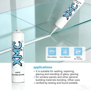 XMC355 UV Acetic Silicone Glass Sealant, Waterproof Non-Toxic Window & Door Construction Adhesive
